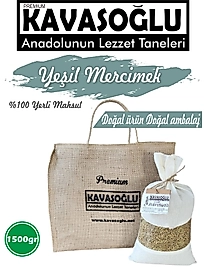 Kavasoğlu Yeşil Mercimek 1500gr Bez Çuval