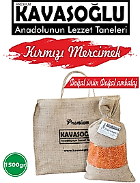 Kavasoğlu Kırmızı Mercimek 1500gr Jüt Doğal Çuval